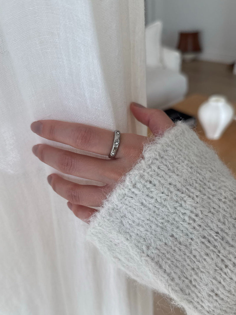 [925 Silver] Triple Cubic Sparkling Ring
