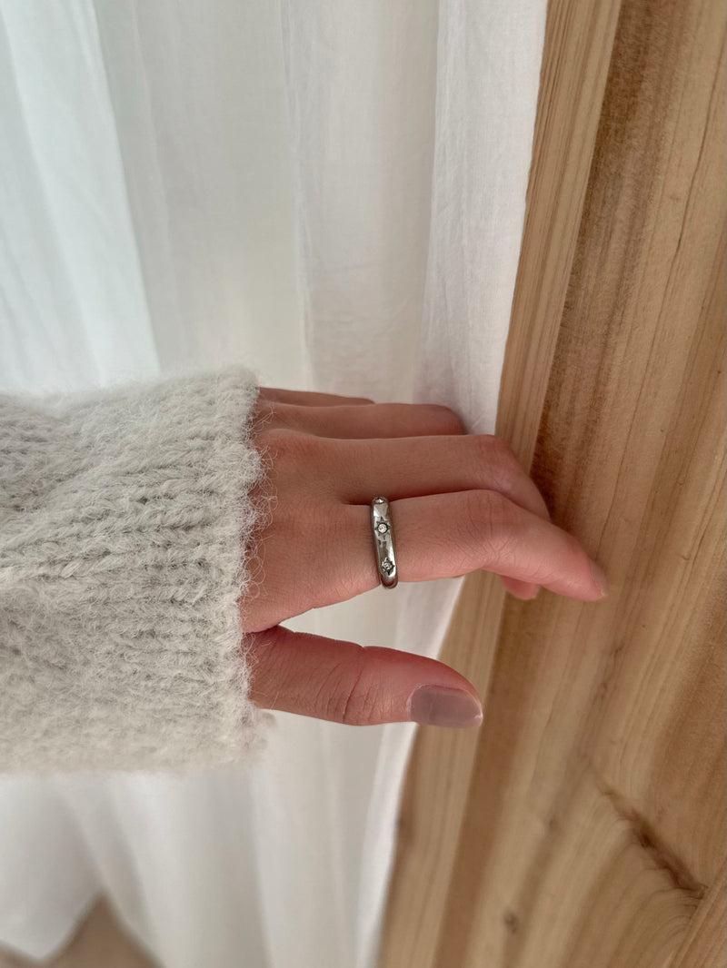 [925 Silver] Triple Cubic Sparkling Ring