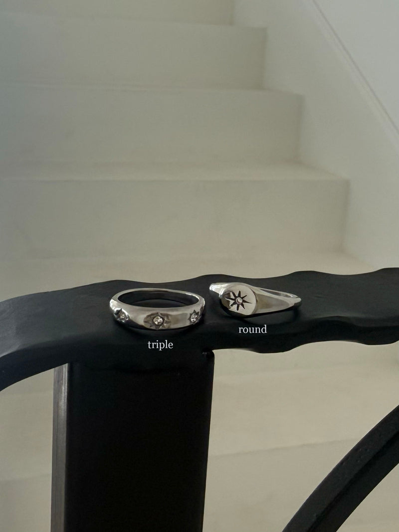 [925 Silver] Triple Cubic Sparkling Ring