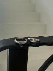 [925 Silver] Triple Cubic Sparkling Ring