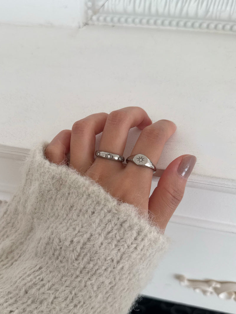 [925 Silver] Triple Cubic Sparkling Ring