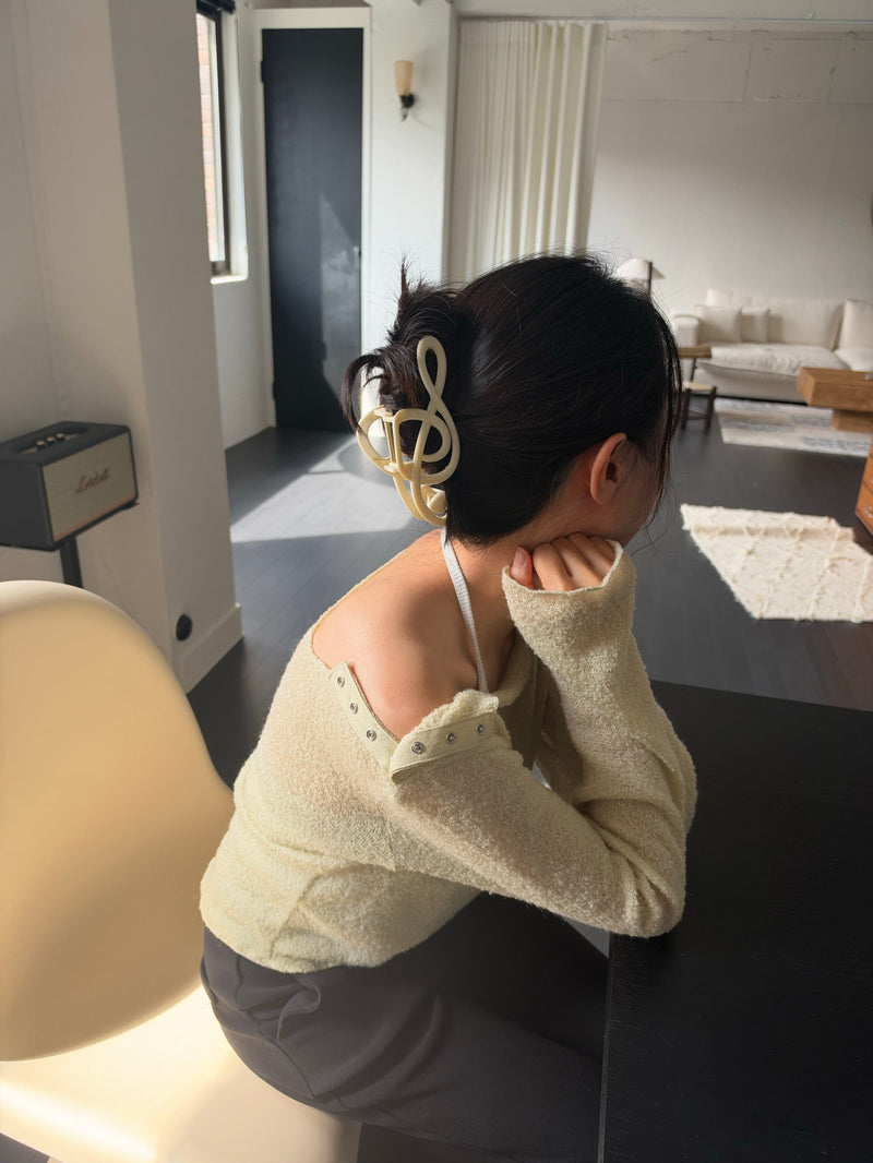 ト音記号 モチーフ アセテート バンスクリップ（4Color）ヘアクリップ