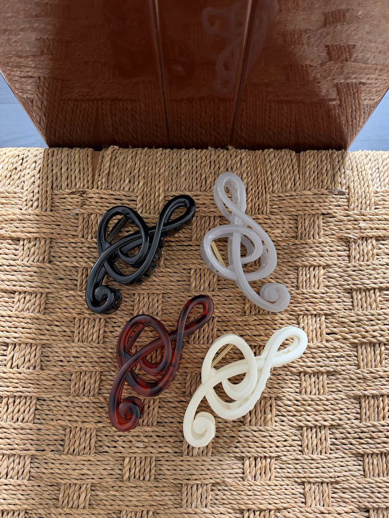 ト音記号 モチーフ アセテート バンスクリップ（4Color）ヘアクリップ