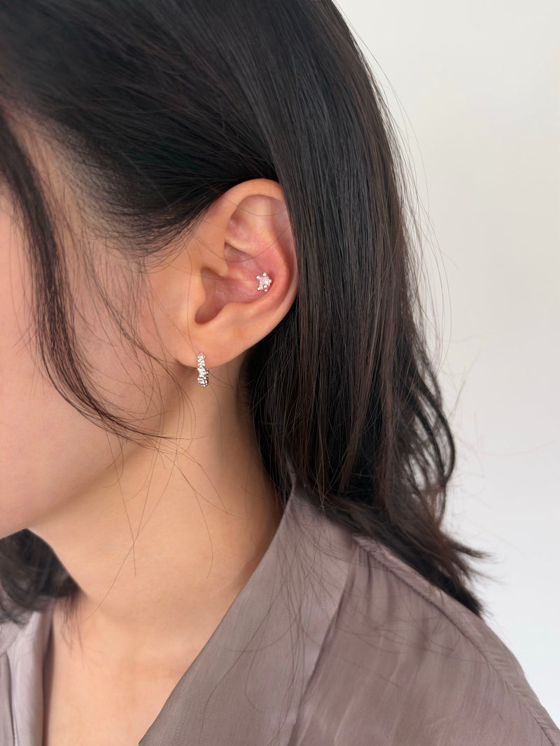 [925 Silver]ボールフレーム キュービックジルコニア ピアッシング 18G ボディピアス