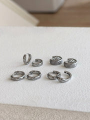 [全サージカル]キュービック スパークル ワンタッチ フープピアス（4Type 両耳用 サン＆スター ヴィンテージ フープピアス