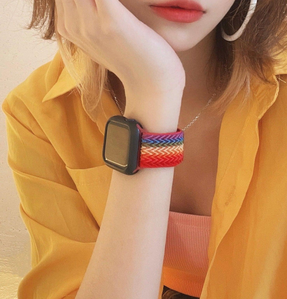 【12色】W字ストレッチバンド アップルウォッチ apple watch バンド givgiv 01レインボー 38mm/40mm/41mm用 