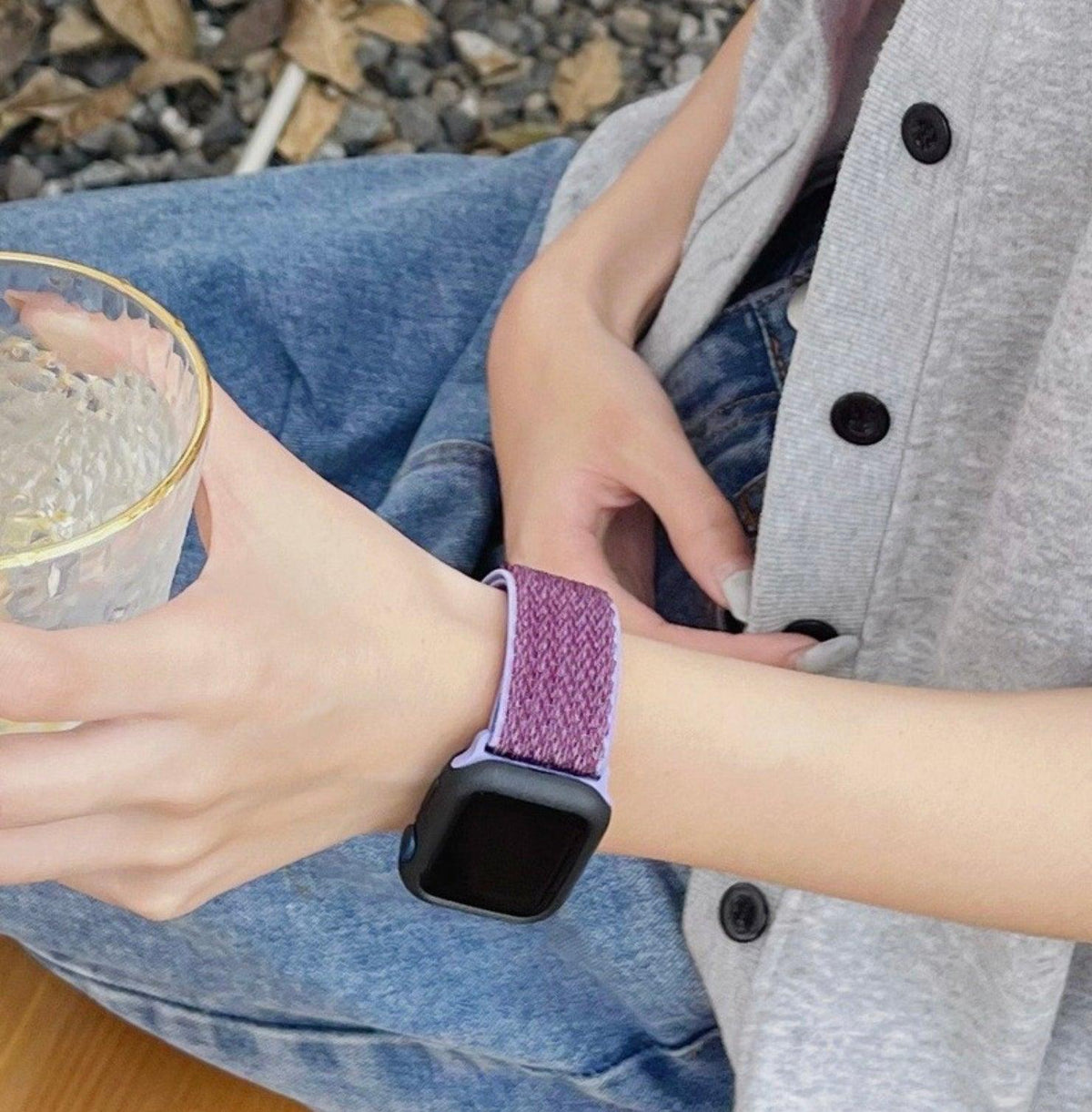 【12色】W字ストレッチバンド アップルウォッチ apple watch バンド givgiv 07パープル 38mm/40mm/41mm用 