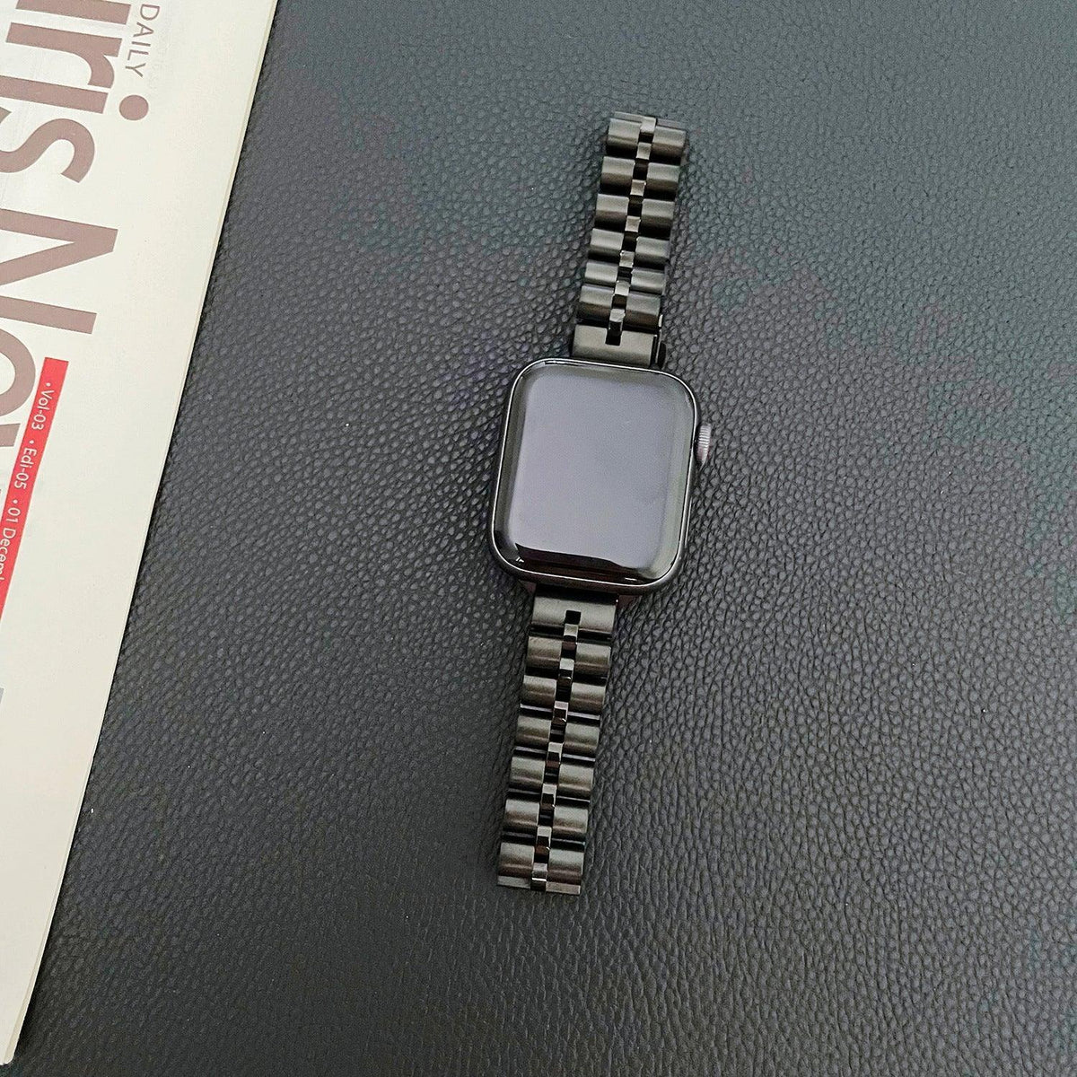 【4色】メタル 3ビーズ スリム チェーンバンド applewatch＃ apple watch バンド givgiv 38mm/40mm/41mm用 02ブラック 