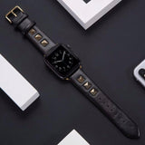 【5色-バンド単品】スクエア リベット 本革 applewatchバンド apple watch バンド givgiv 38mm/40mm/41mm用 01ブラック (バンドのみ） 