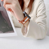 【5色】本革 ツートンラインアップルウォッチ バンド apple watch バンド givgiv 38mm/40mm/41mm用 03ブラウン（白ライン） 