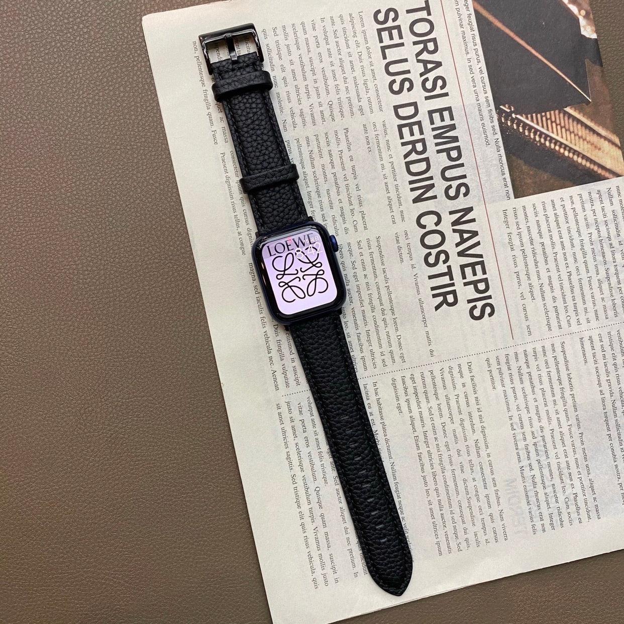 【５色】ライチグレイン 本革 バンド apple watch バンド givgiv 38mm/40mm/41mm用 Black 