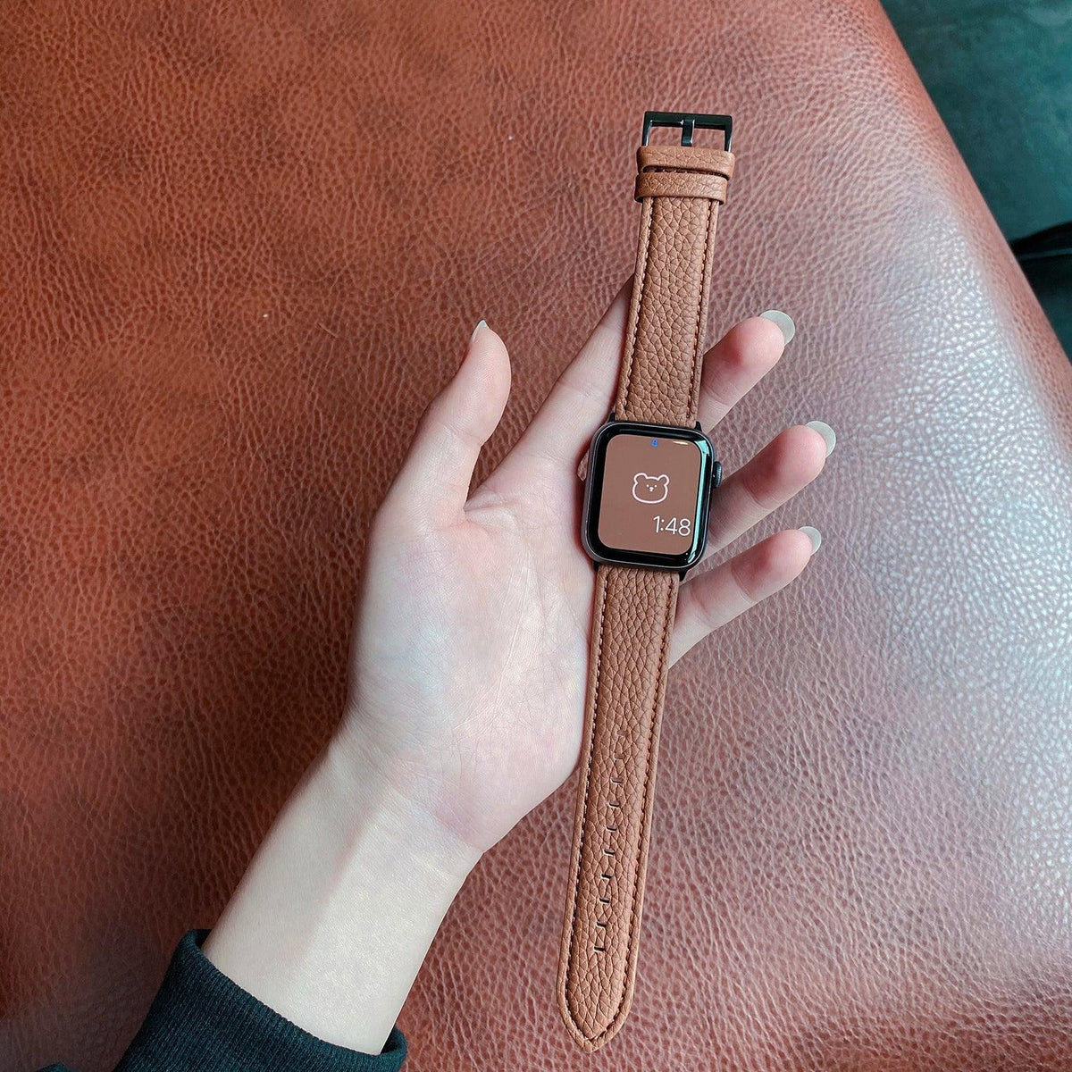 【５色】ライチグレイン 本革 バンド apple watch バンド givgiv 38mm/40mm/41mm用 Brown 