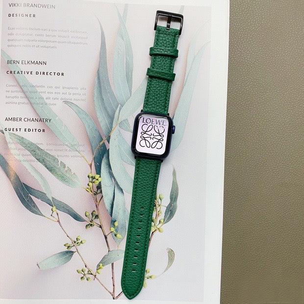 【５色】ライチグレイン 本革 バンド apple watch バンド givgiv 38mm/40mm/41mm用 Green 