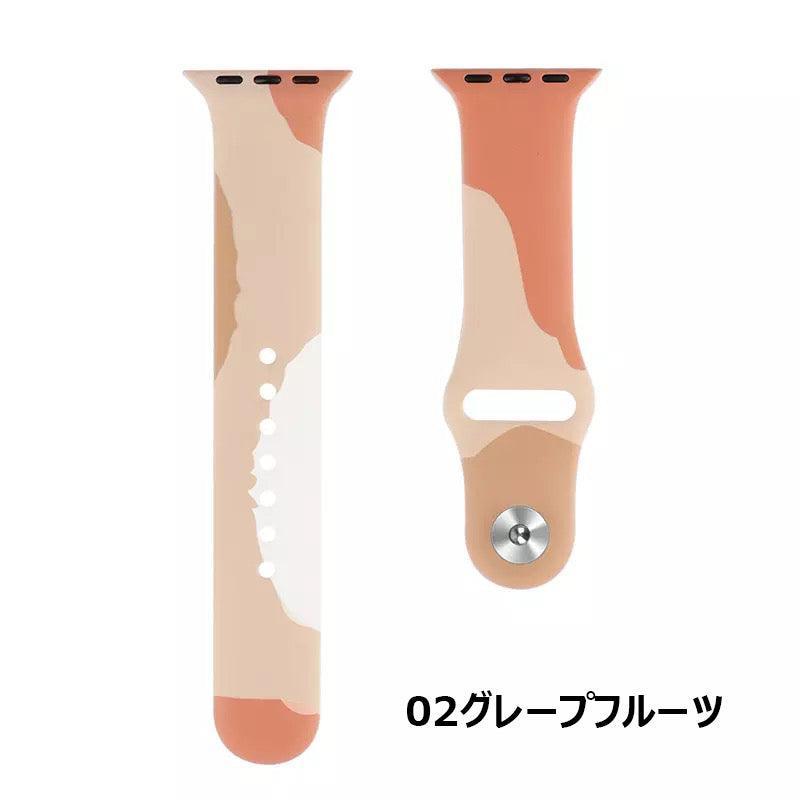 【6色】アート ドローイング シリコンバンド apple watch バンド givgiv 02グレープフルーツ (バンドのみ） 38mm/40mm/41mm用 S/M