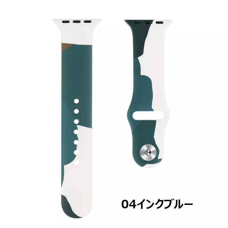 【6色】アート ドローイング シリコンバンド apple watch バンド givgiv 04インクブルー (バンドのみ） 38mm/40mm/41mm用 S/M