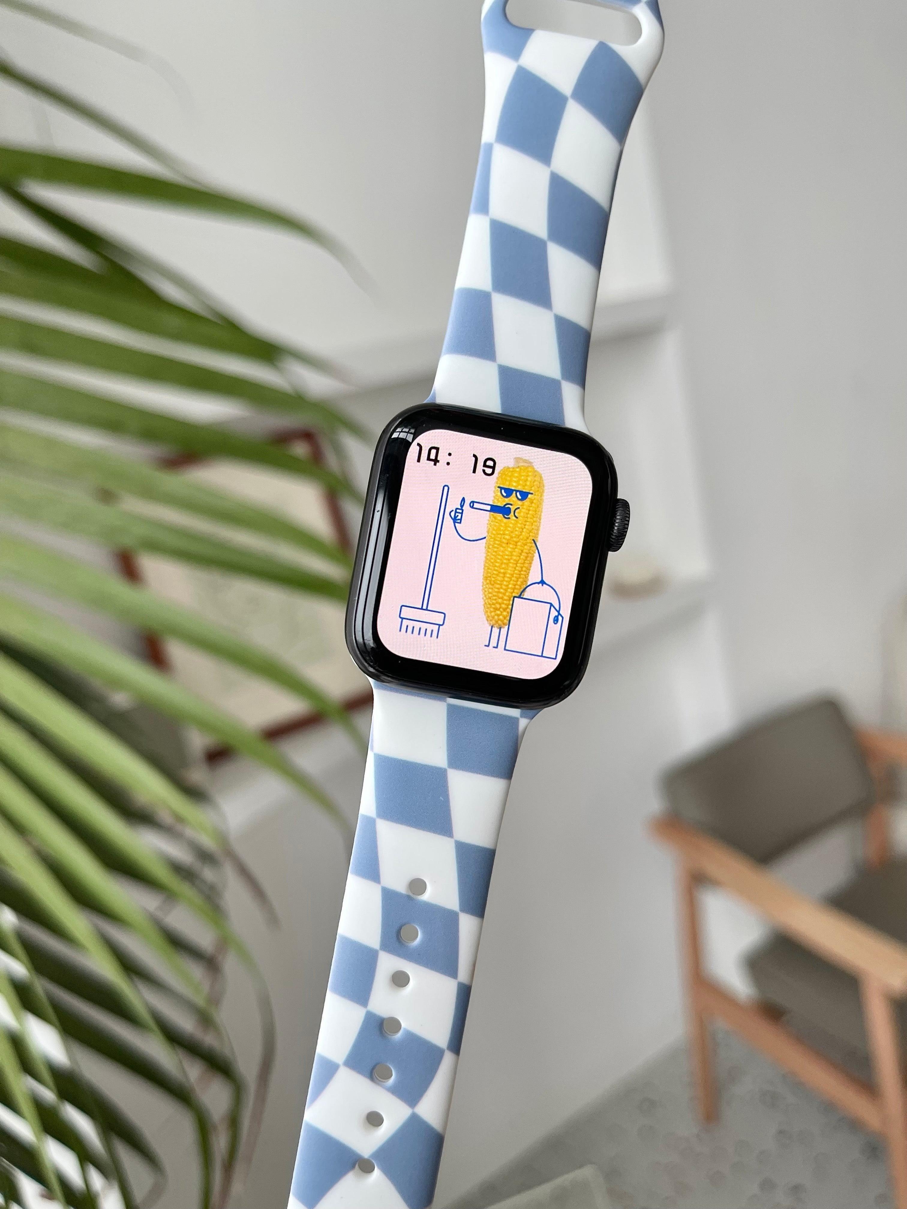 【6色】チェックグリッド シリコンバンド apple watch バンド givgiv 03水色グリッド(バンドのみ） 38mm/40mm/41mm用 