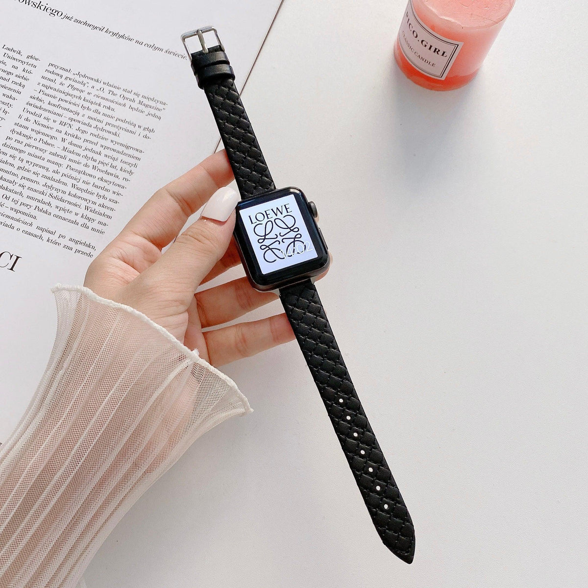 【6色】スリム スクエア 本革 applewatchバンド apple watch バンド givgiv 38mm/40mm/41mm用 02ブラック 