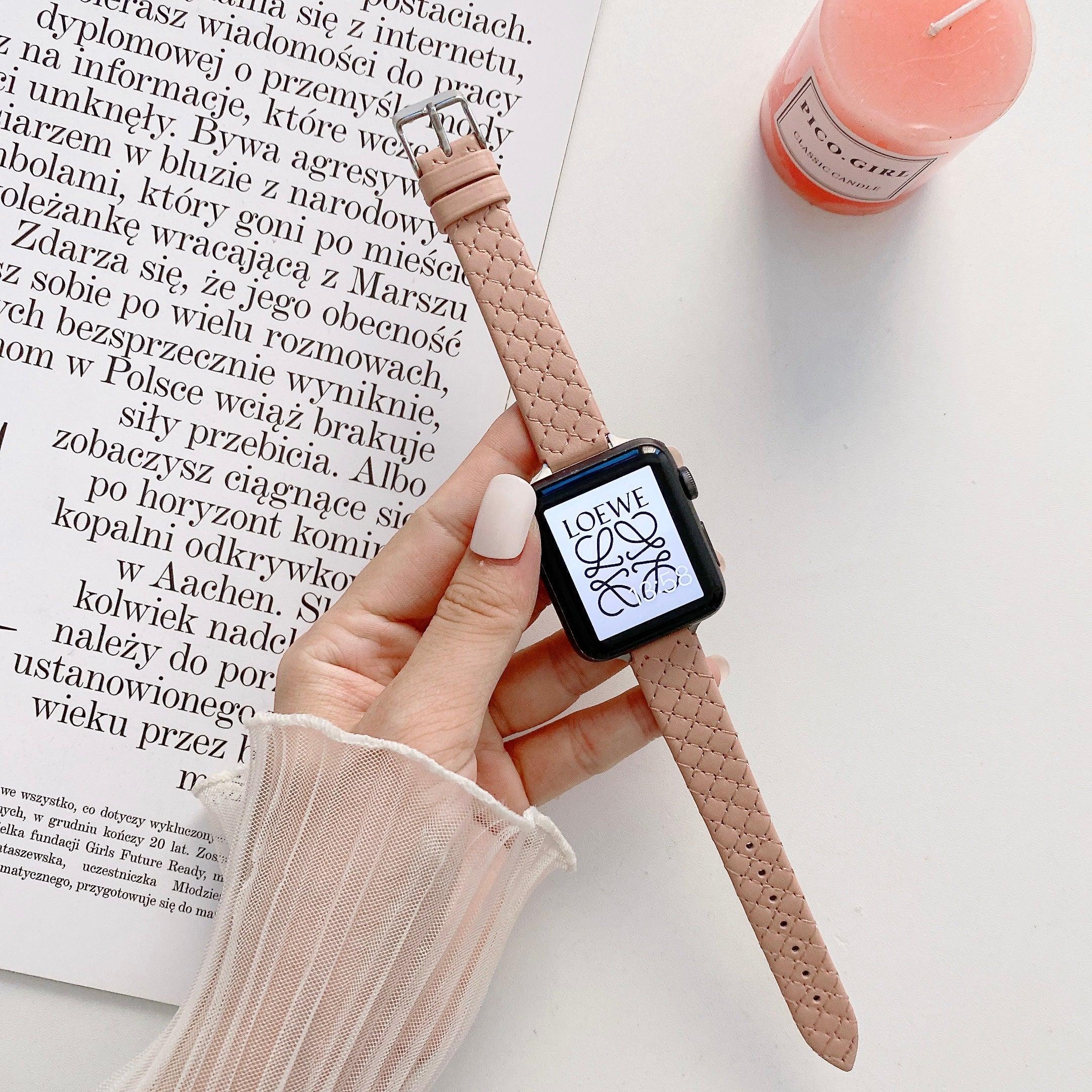Apple watch バンド 本革  スリム 腕時計