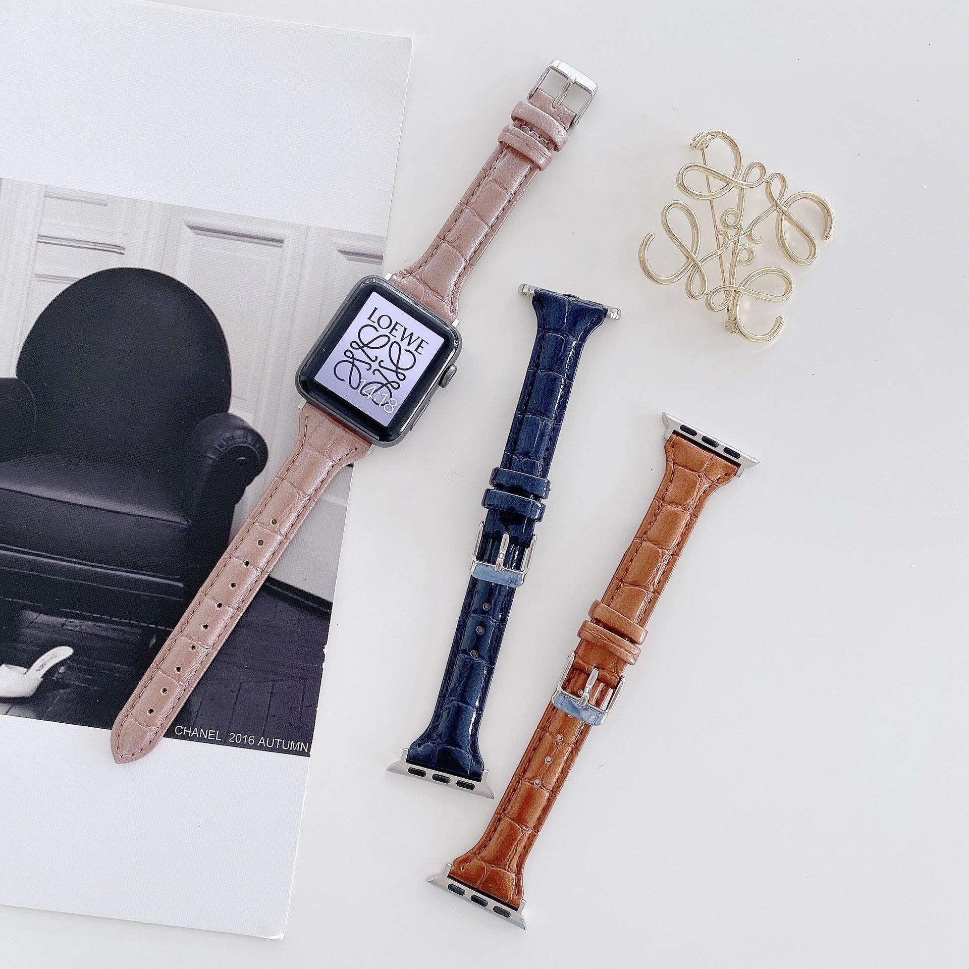 【7色】スリム 光沢 クロッコ型押、ヘビ型押し 本革 Applewatch バンド apple watch バンド givgiv 
