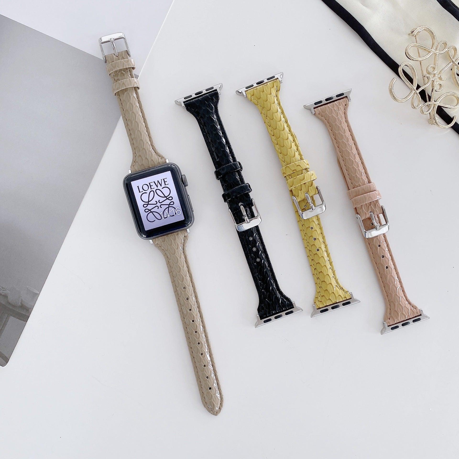 【7色】スリム 光沢 クロッコ型押、ヘビ型押し 本革 Applewatch バンド apple watch バンド givgiv 