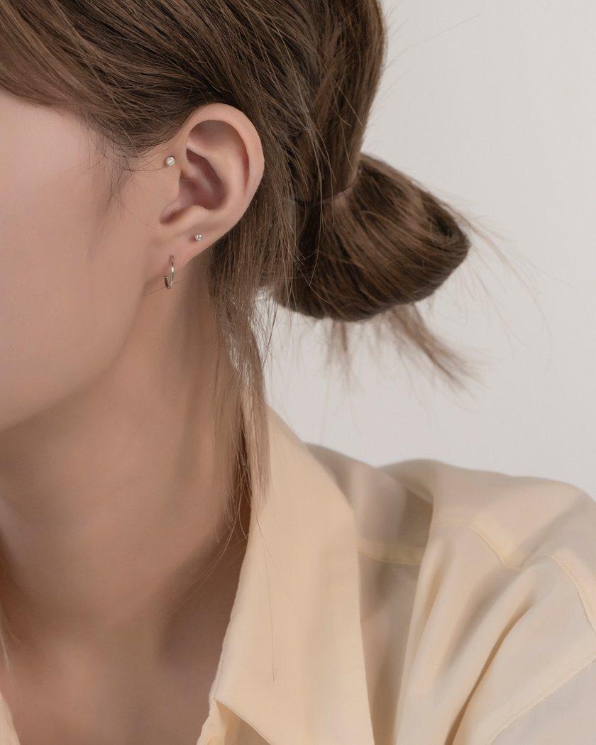 [925 Silver] MINIMAL SLIM リング・ピアス Earrings pink-rocket 