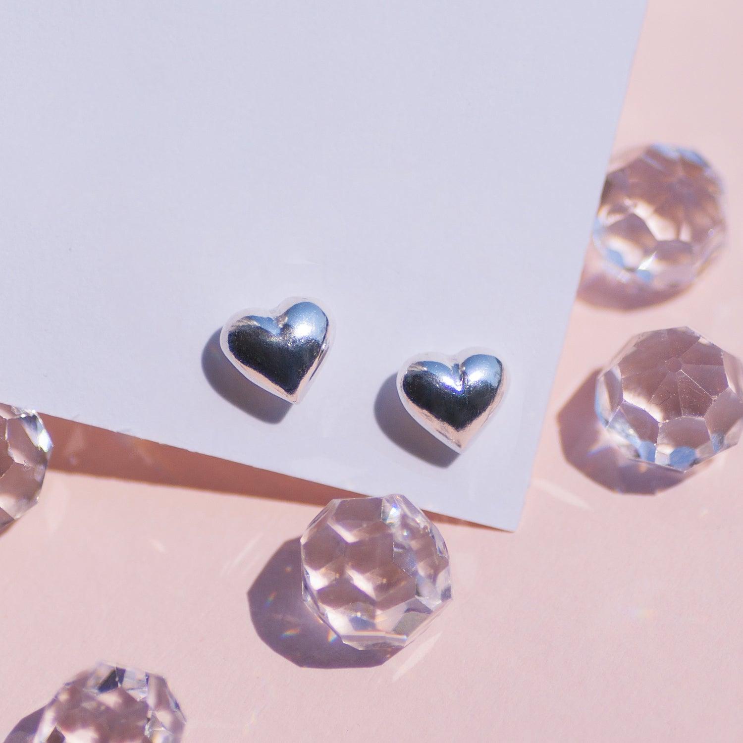 [925 Silver] Silver Heart ピアス Earrings SET ME UP♡ 