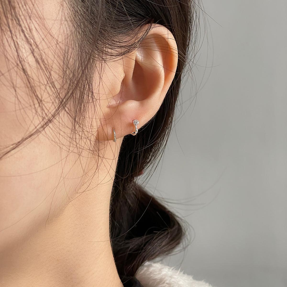 [925 Silver]3mmキュービックリングピアス Earrings 10000won 