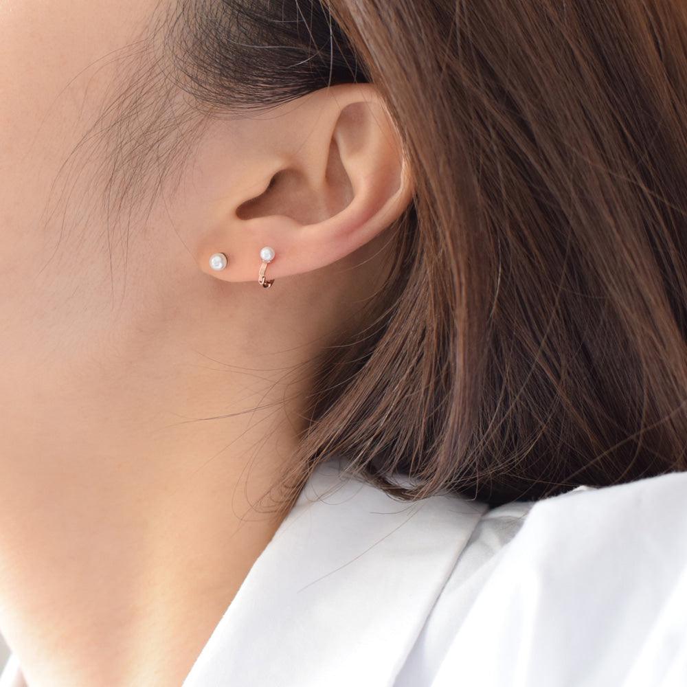 [925 Silver]3mm真珠リングピアス Earrings 10000won 