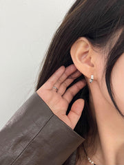 [925 Silver]バンブー ライン カット ワンタッチ ピアス Earrings younglong-seoul 