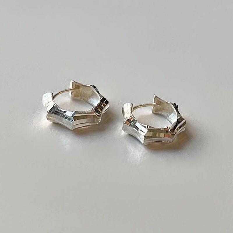 [925 Silver]バンブー ライン カット ワンタッチ ピアス Earrings younglong-seoul 