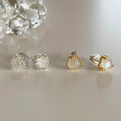 [925 Silver]バニラムーンストーンハートピアス Earrings The Klang 