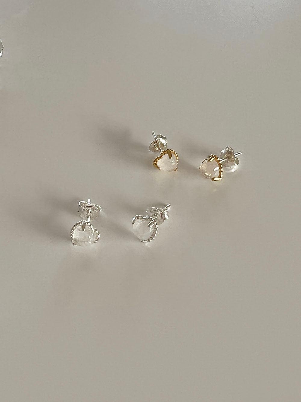 [925 Silver]バニラムーンストーンハートピアス Earrings The Klang 