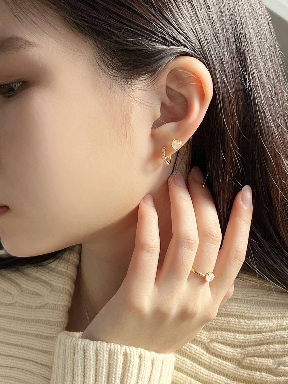 [925 Silver]バニラムーンストーンハートピアス Earrings The Klang 