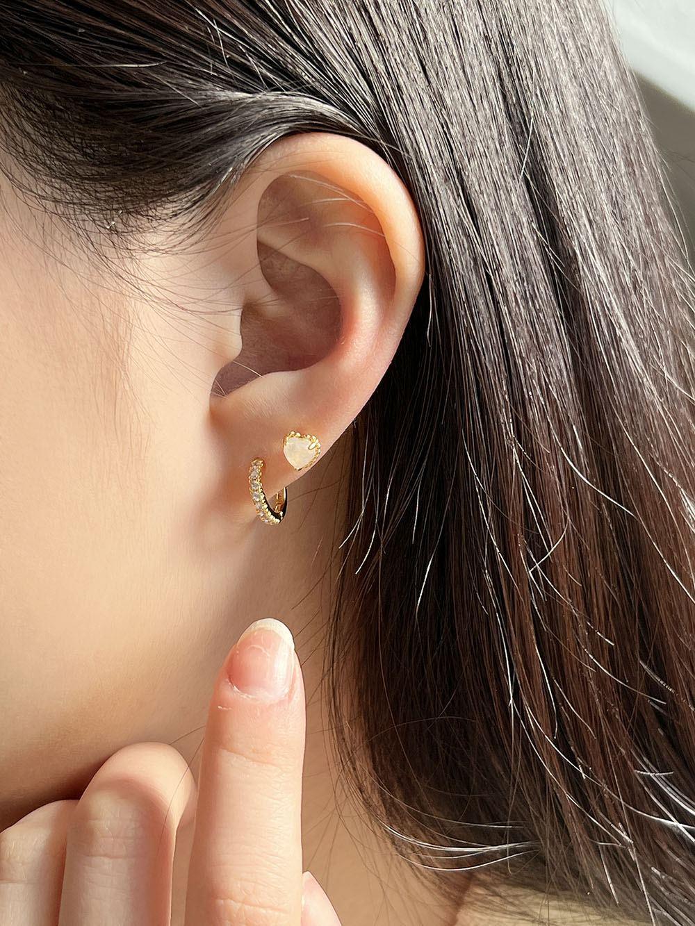 [925 Silver]バニラムーンストーンハートピアス Earrings The Klang 