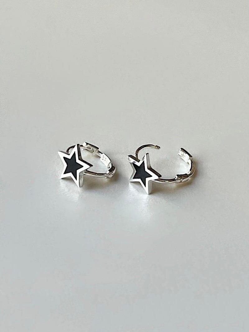 [925 Silver]ブラック スター ポイント リングピアス Earrings younglong-seoul 