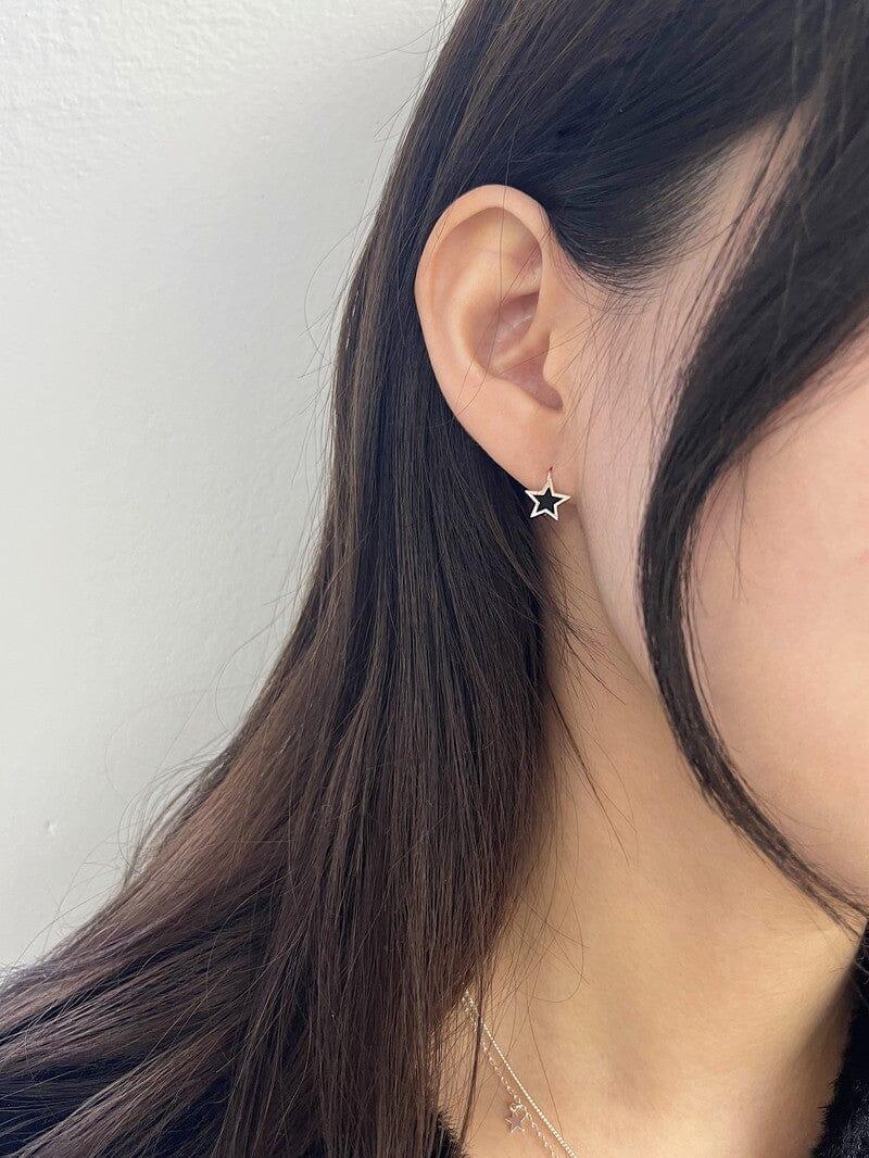 [925 Silver]ブラック スター ポイント リングピアス Earrings younglong-seoul 