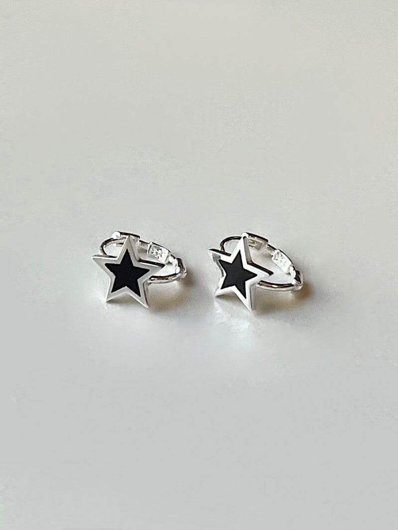 [925 Silver]ブラック スター ポイント リングピアス Earrings younglong-seoul 