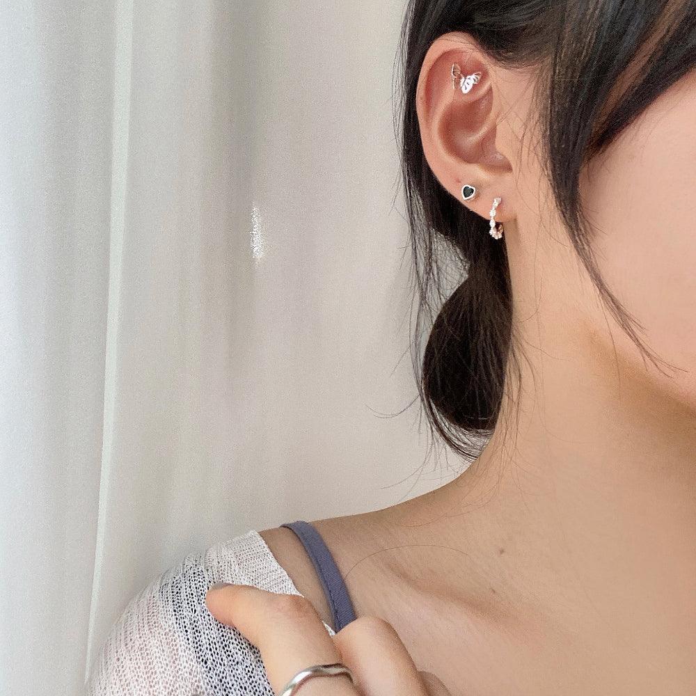 s925 十字架 ピアス 太め シルバー リングピアス 韓国 - アクセサリー