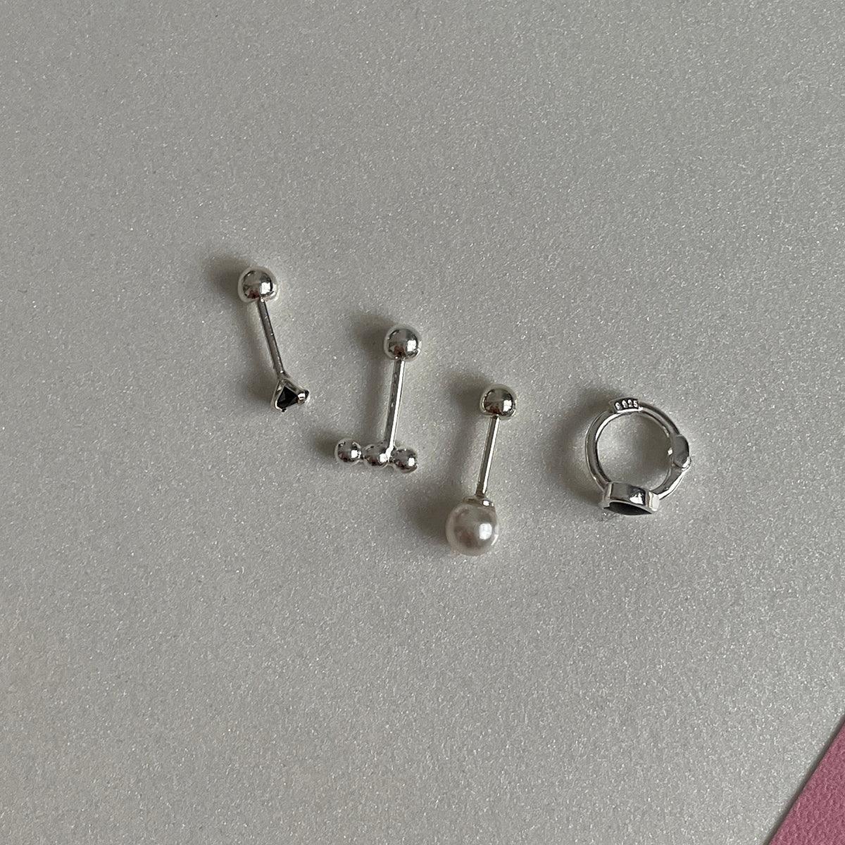 [925 Silver]ブラックハートピアス[4セット] Piercing 10000won 