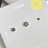 [925 Silver]ブラック四つ葉花ピアッシング[3セット] Piercing 10000won 