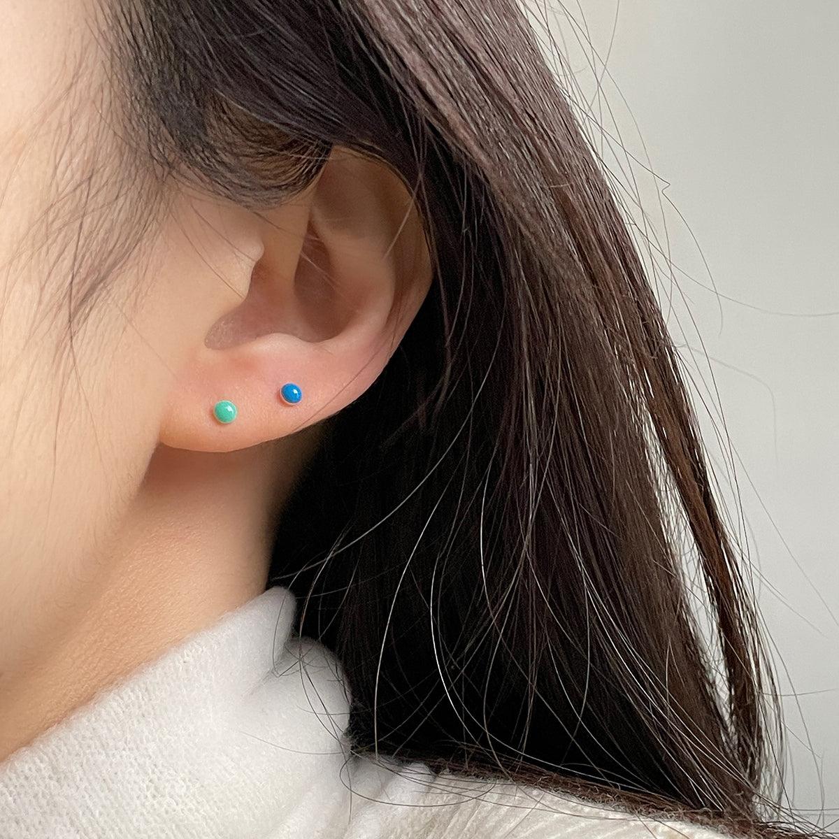 [925 Silver]超ミニカラーボタンピアス[4セット] Earrings 10000won 