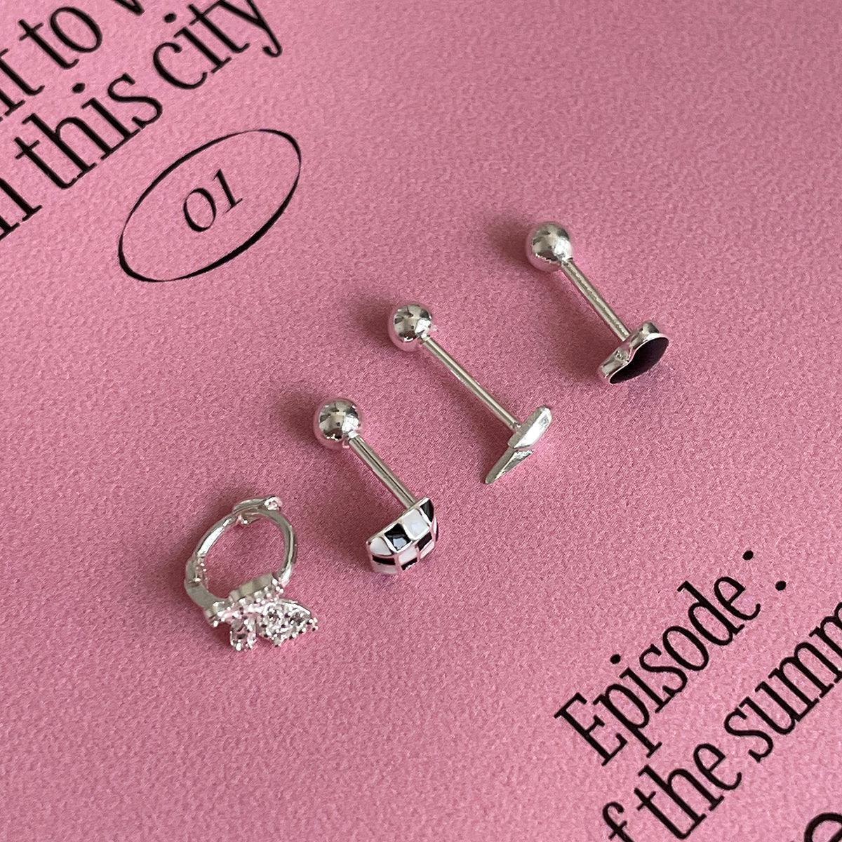 [925 Silver]チェッカーボードピアッシング[4セット] Piercing 10000won 