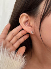[925 Silver]Crescent Moon and Star Cubicピアス Earrings younglong-seoul 