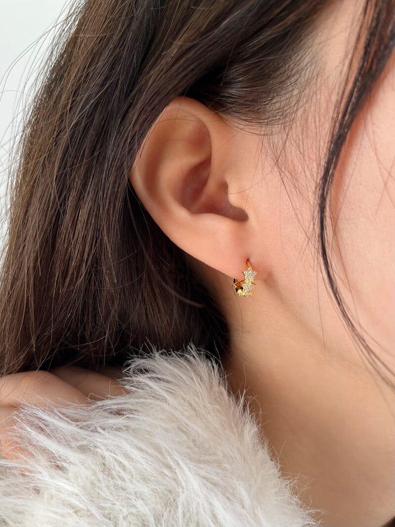 [925 Silver]Cubic Star Line リングピアス Earrings younglong-seoul 
