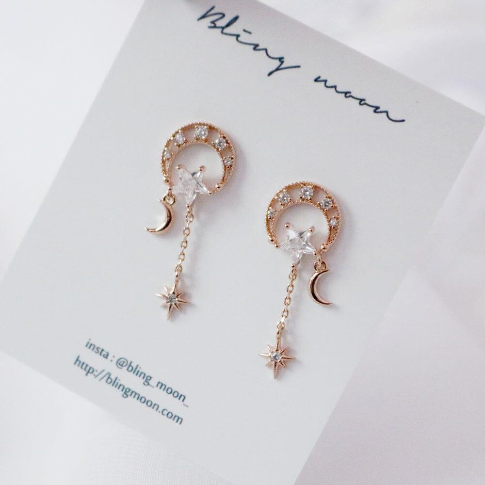 [925 Silver]ダーリン ムーン ピアス Earrings bling moon 