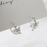 [925 Silver]蝶リング パール ピアス Earrings bling moon 