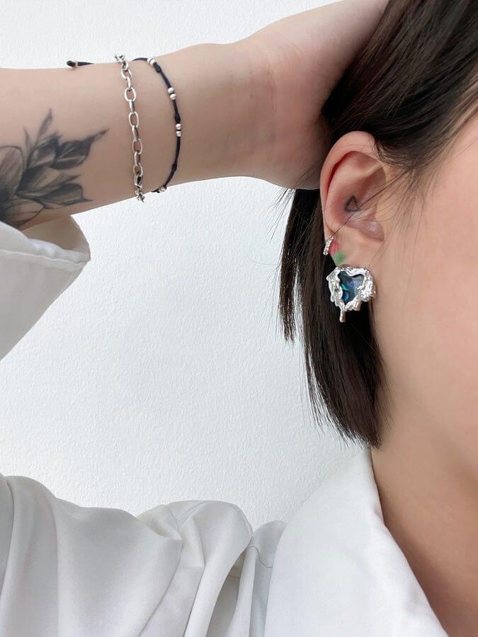 [925 Silver]ハート エンジェル ウイング 螺鈿 ピアス Earrings oh-kim 