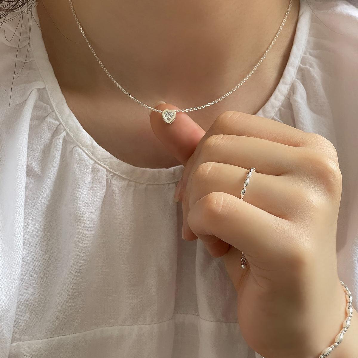 [925 Silver]ハートキュービックネックレス necklace 10000won 