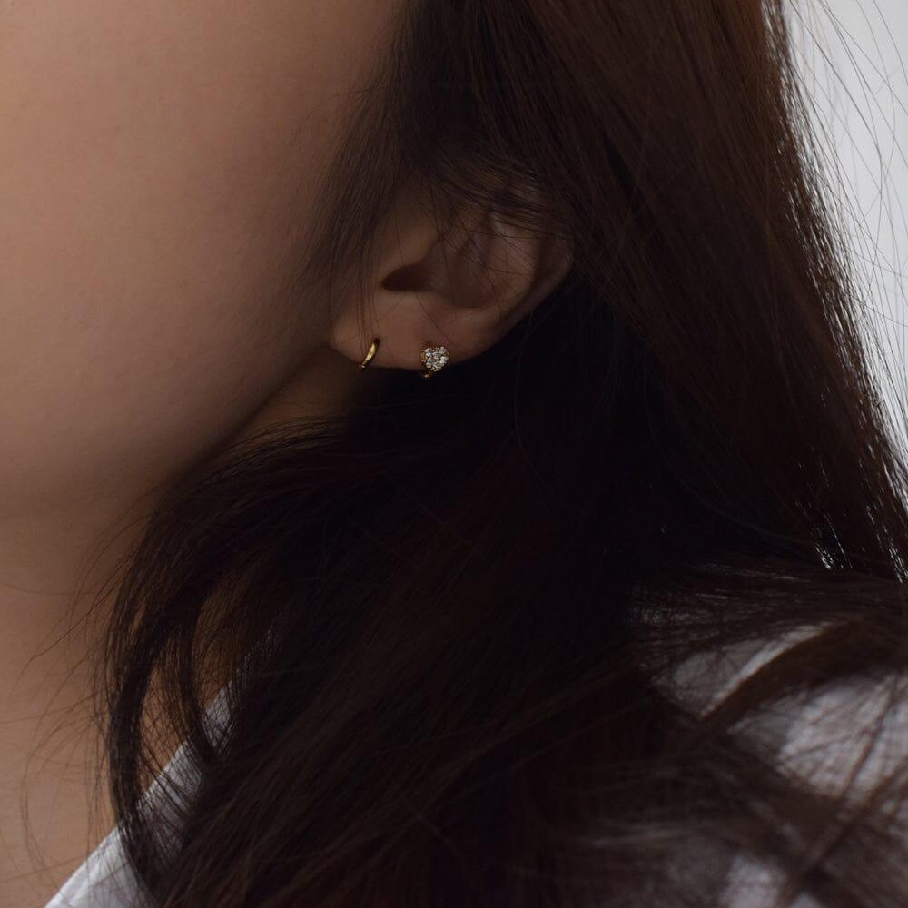 [925 Silver]ハートキュービックリングピアス Earrings 10000won 