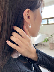即納】[925 Silver]ハートピンリングピアス 韓国アクセサリー